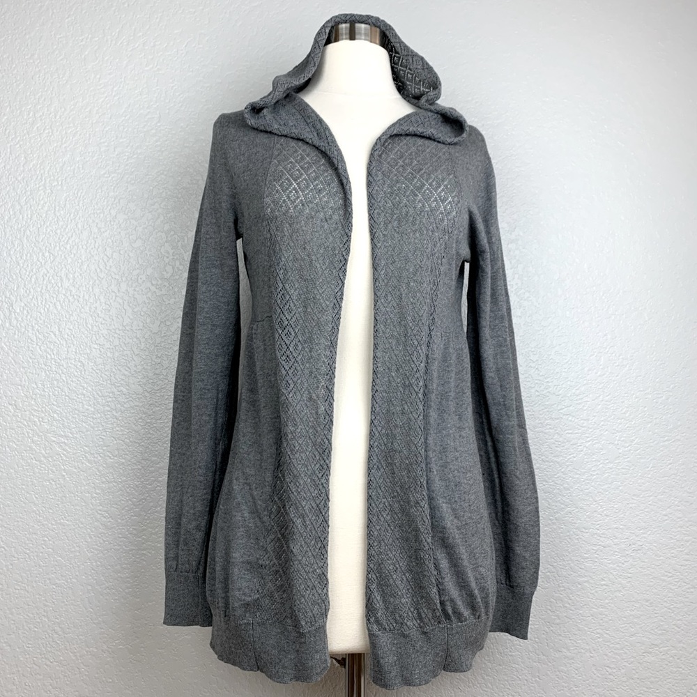 Bloomobary Hooded Cardigan Women's Size S Gray Lightweight Cardigan Sweater